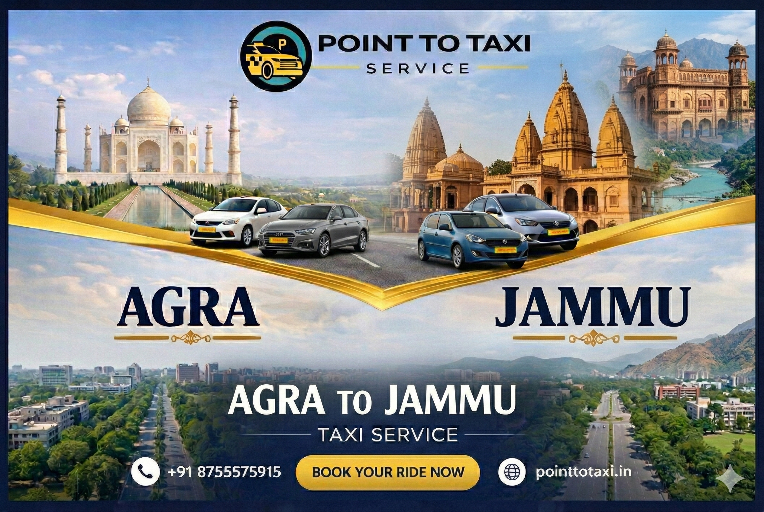 Agra to Jammu Taxi Service